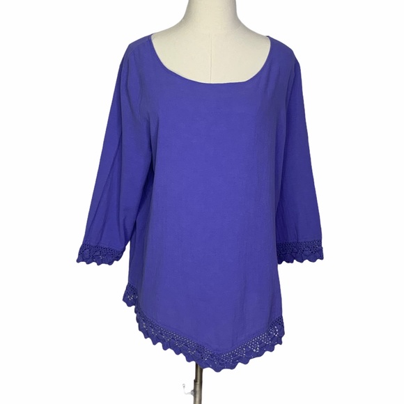 Soft Surroundings Tops - Soft Surroundings LARGE Indigo Crepe Top 2345
